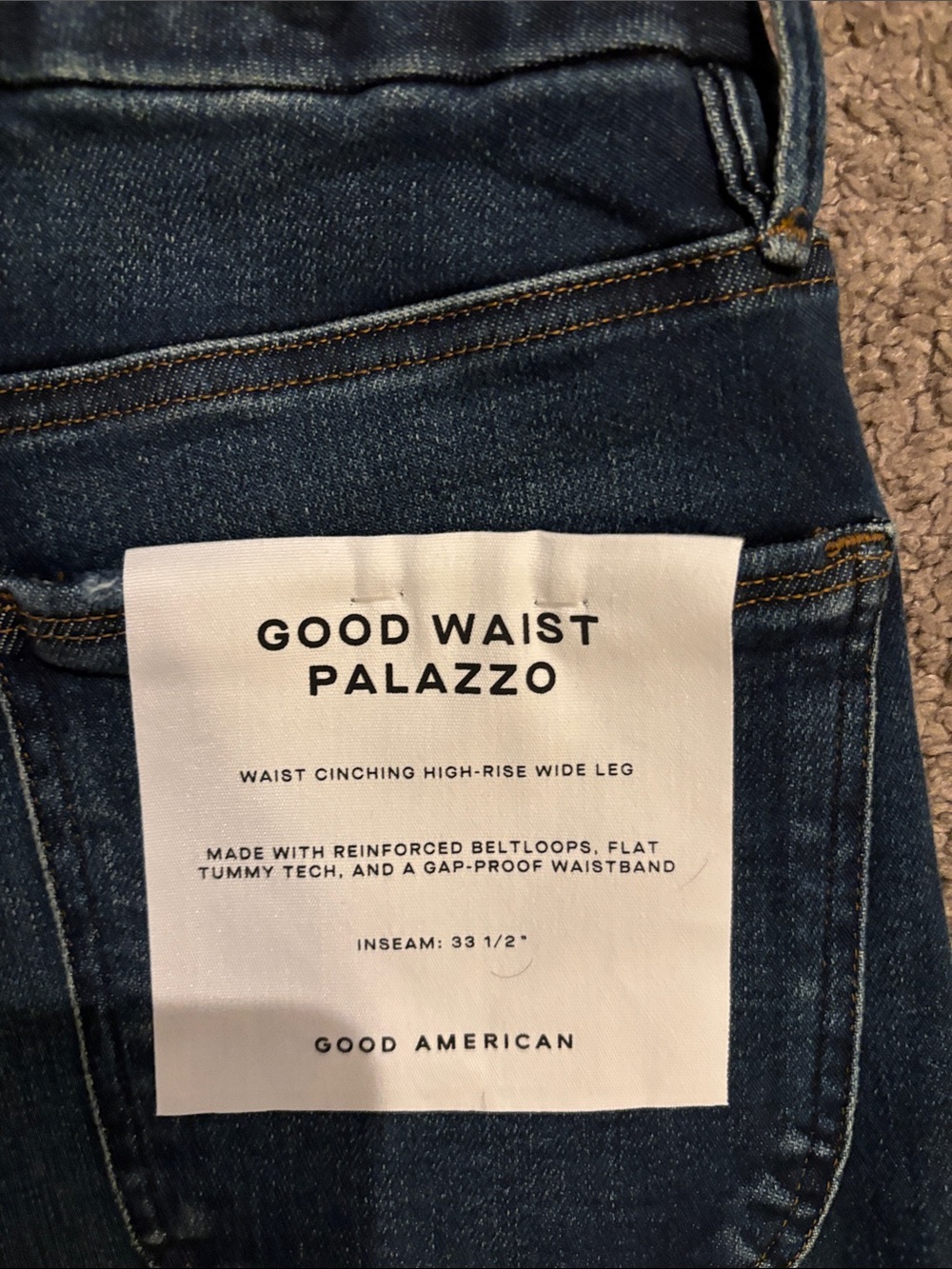 Good American Dark Blue High-Rise Wide Leg Jeans - Picture 3 of 9